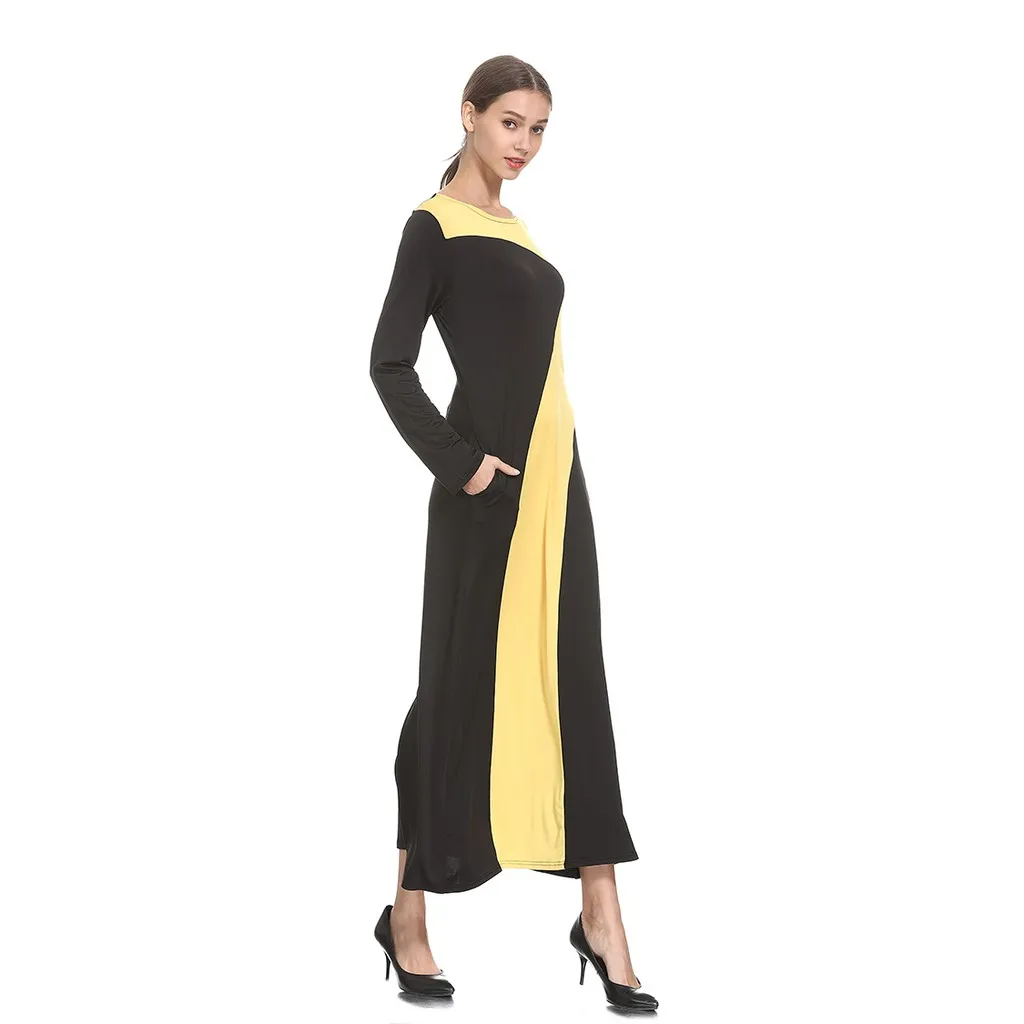 2019 Muslima Jubah Fashion Basic женское желтое Черное Длинное Платье Макси|Женские платья| |