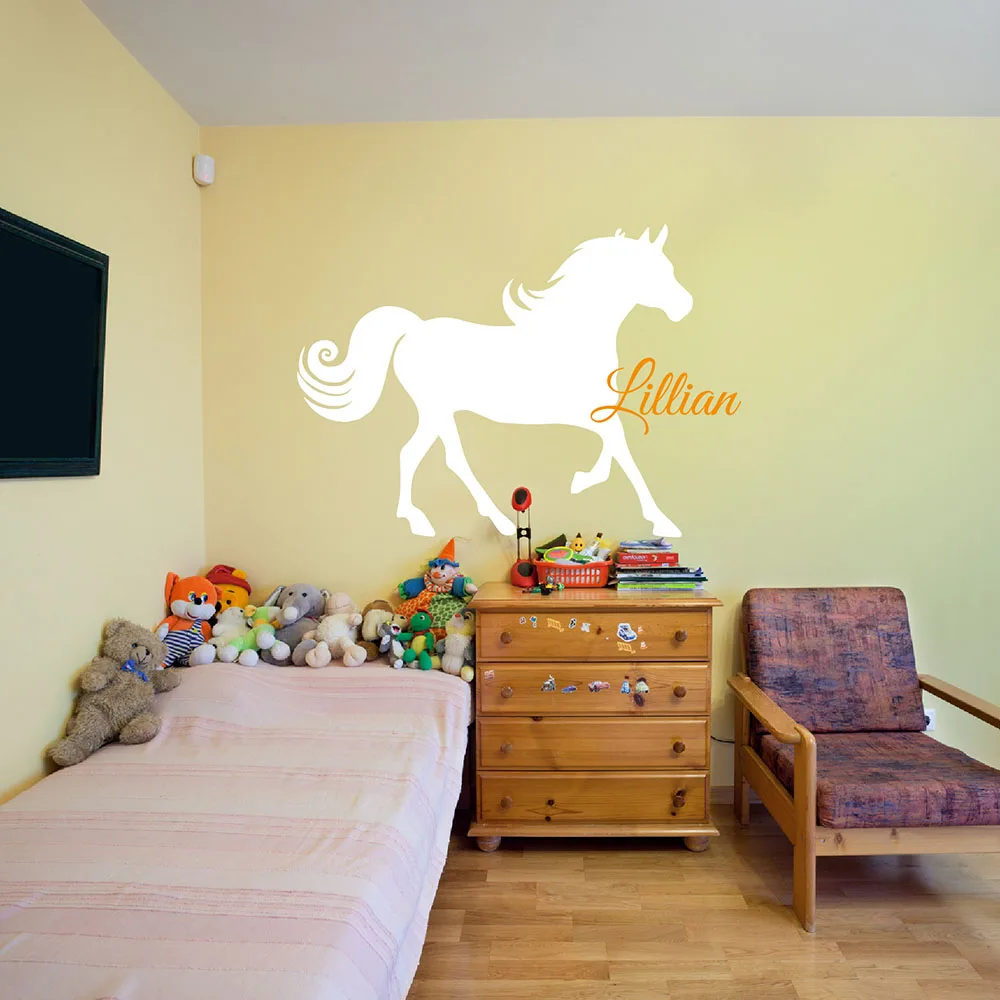 

Horse Nursery Room Wall Stickers Custom Name Vinyl Wall Decals Children Room Wall Decor Wall Art Personalized Wallpaper 607C