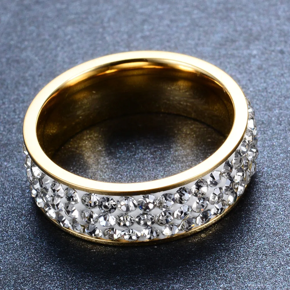 Кольцо из титановой стали с австрийским хрусталем размеры 6-12 | Украшения и