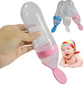 Лидер продаж! Силиконовая бутылочка для кормления младенцев, 3 цвета, с ложкой, пищевая добавка, рис бутылочка для каши, бесплатная доставка #10