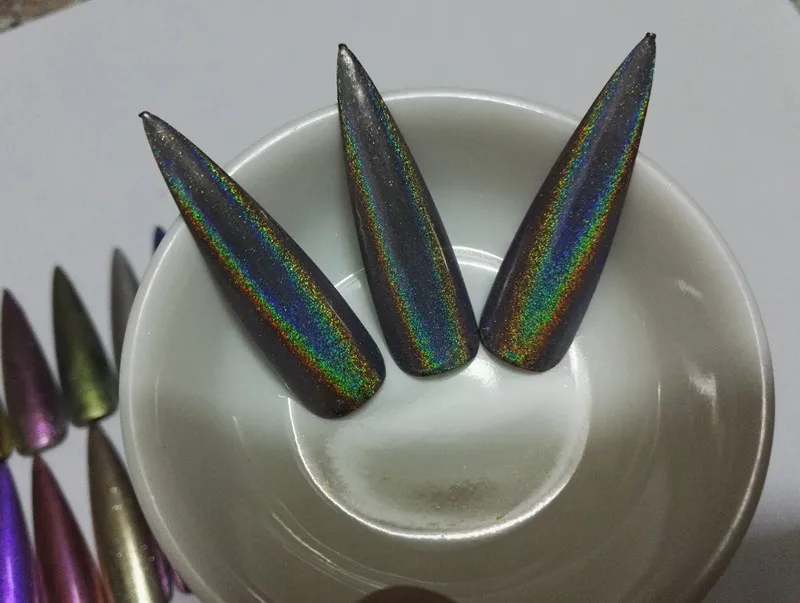 Новый голографический порошок Радужное Сверкающее зеркало для ногтей Блестящий