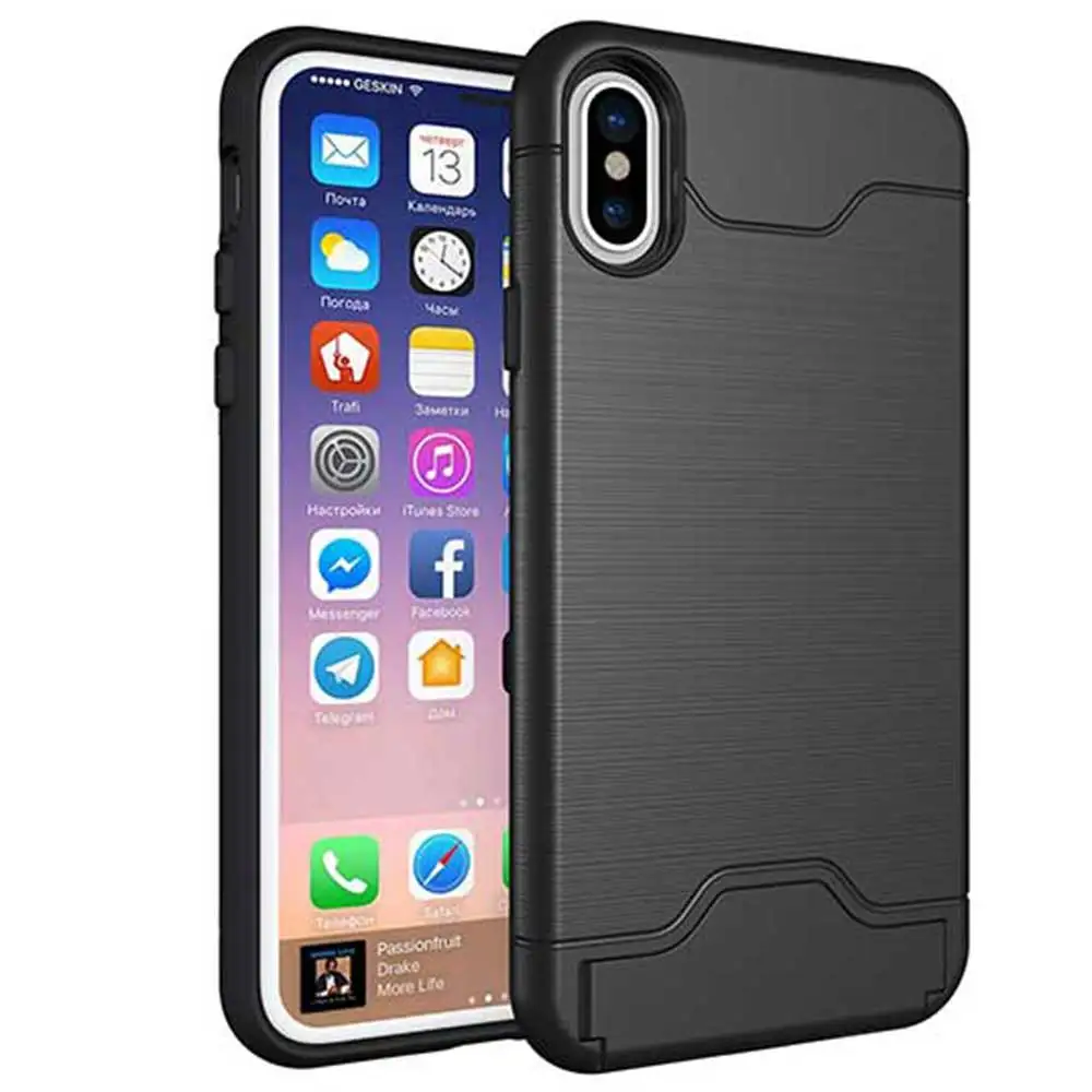 KEYSION Case For iphone X Shockproof cover for iPhone Kickstand Armor Phone Bag Cases 10 Card Holder Coque |