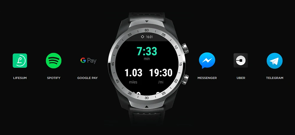 Смарт-часы Ticwatch Pro, Bluetooth, IP68, многослойный дисплей, Поддержка NFC платежей/Google Assistant, одежда OS от Google, 415 мАч, часы