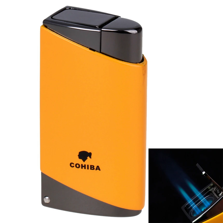 COHIBA моды Highgrade ветрозащитная Зажигалка Факел Jet Flame многоразового синий пламени