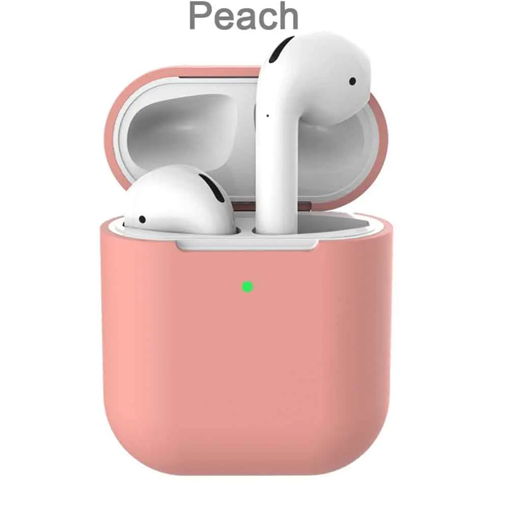 peach 1 шт. мягкий силиконовый чехол из ТПУ для Airpods 2 защитный чехол для кожи пыленепроницаемый против потери тонкий беспроводной чехол для наушников - Цвет: peach