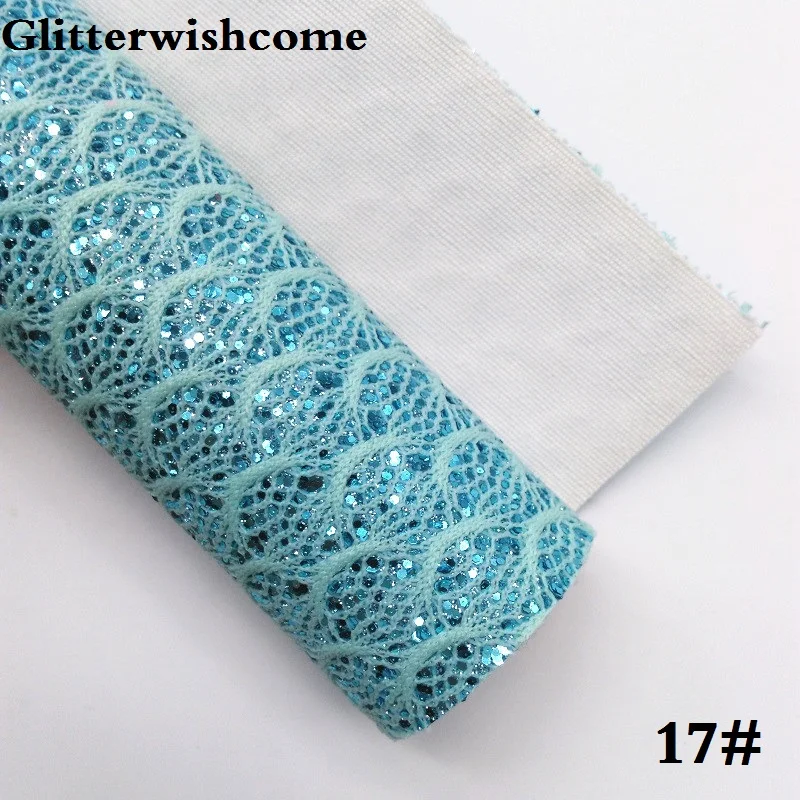 17 Glitterwishcome 30X134 см мини кружево в рулоне блестящая кожа, рыбка чешуя Русалки Fabirc кожа ткань винил для луков, GM020 - Цвет: 17