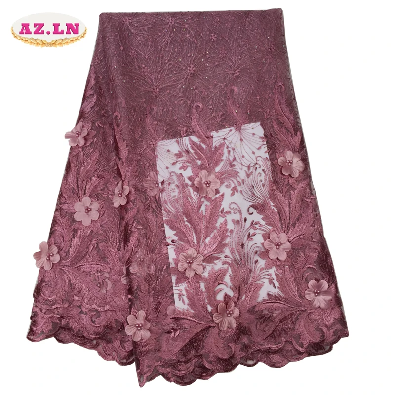 

Bridal Nigerian Wedding Lace Materials 3D Lace Fabric High Quality 2019 African Lace Fabric On Sale Beads Lace Fabric wine A19B5