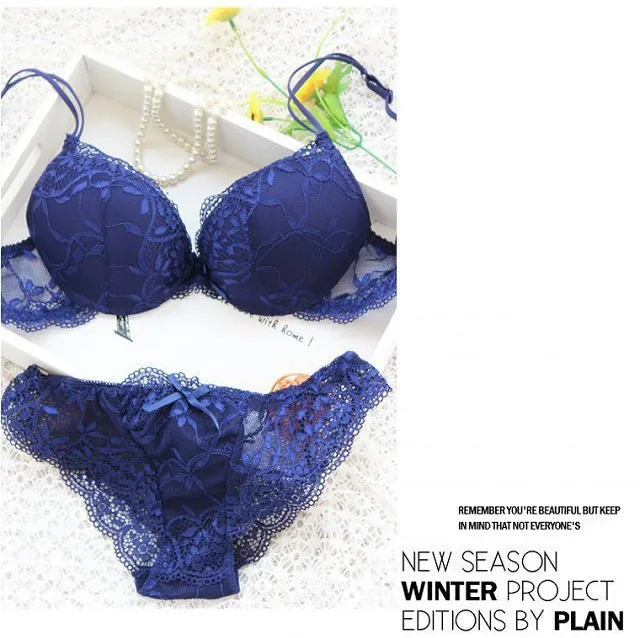 Intimates бюстгальтер Краткие Наборы для ухода за кожей Роскошные пикантные Кружево Бюстгальтер Push Up Для женщин Нижнее Бельё для девочек комплект бюстгальтер эротическое белье Комплект