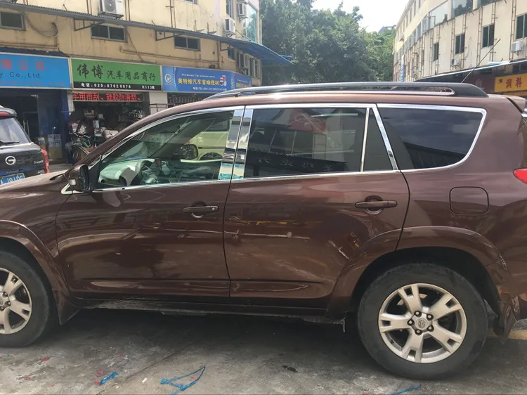 Для Toyota RAV4 RAV 4 от 2009 до 2012 центральный столб из нержавеющей стали, оконный столб, покрытие, автомобильный Стайлинг, авто аксессуары, планки, 8 шт