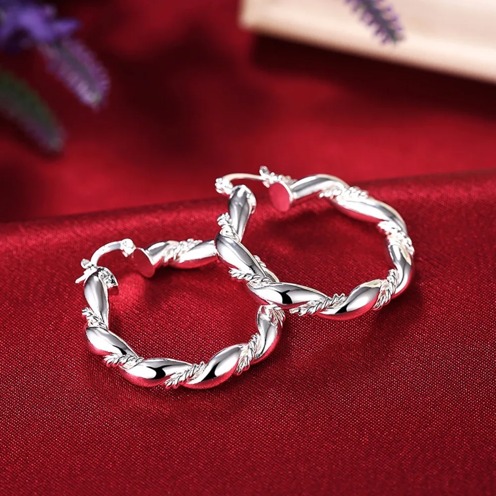 Серьги кольца женские из серебра 925 пробы с индивидуальным