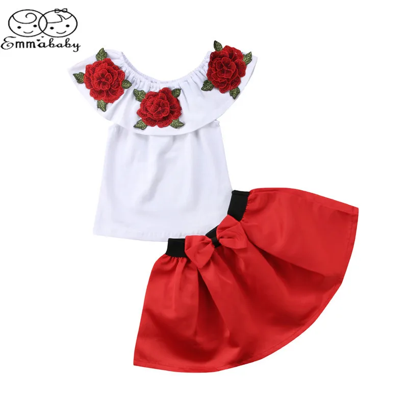 Блузка Emmababy с цветочным рисунком для маленьких девочек открытыми плечами 3D