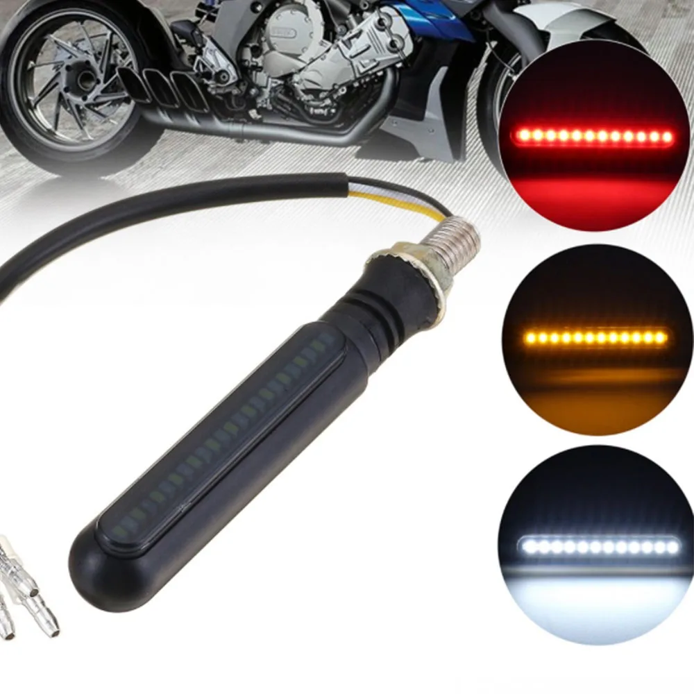 

1Pair Motorcycle Turn Signals E4 Mark LED Flowing Water Flashing Stop Signals Tail Indicator Running Light DRL Flasher For Honda