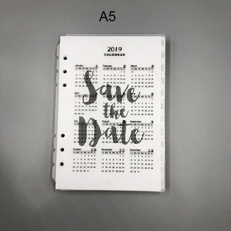 2019 A5 Refill Lovedoki, ежедневник, ежемесячный планировщик, заправка, точечная сетка для Filofax, спиральный блокнот, наполнитель, бумага, школьные подарочные канцелярские принадлежности - Цвет: 2019 A5 Refill