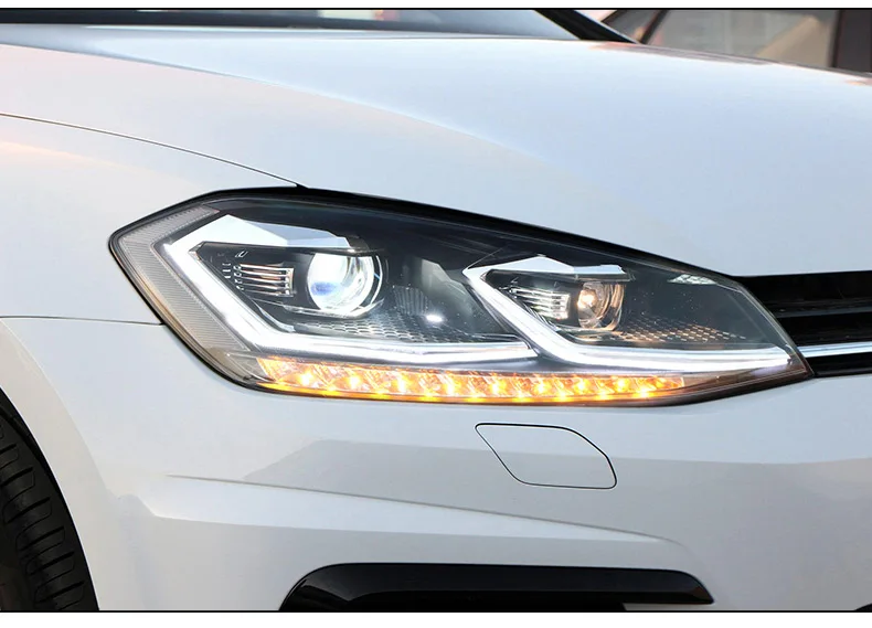 Автомобильный Стильный чехол для VW Golf7 MK7 фары для гольфа 7 фары светодиодный DRL Объектив двойной луч HID
