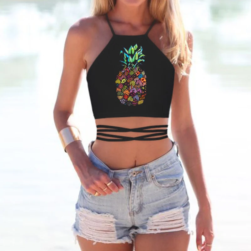 Топ для девочек женский черный бандажный топ с изображением черепа Луны планеты