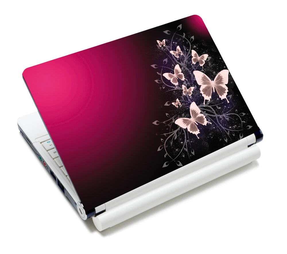 Laptop Skin Decal Sticker Cover PVC Prints Notebook PC Reusable Protector Waterproof For 12-15.6&quot HP Dell Macbook Pink Butterfly |