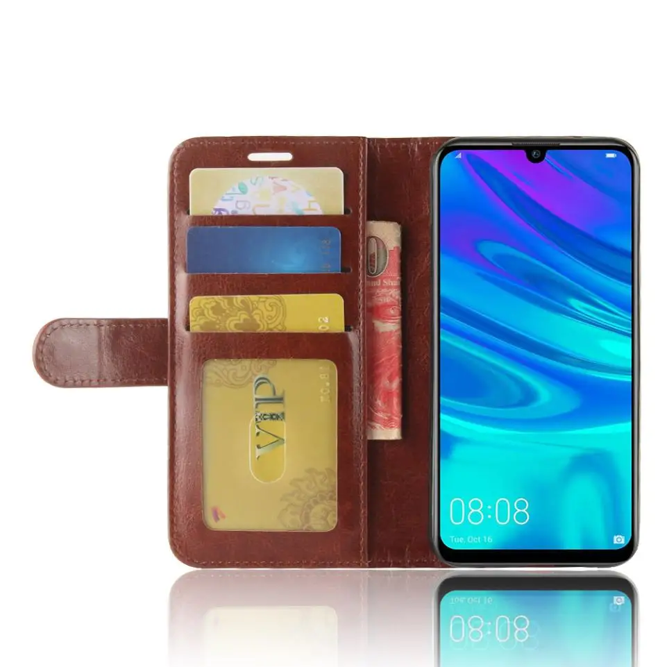 Чехол для Huawei Y7 Y6 Y6Pro (2019) Роскошный деловой кожаный флип-чехол кошелек с