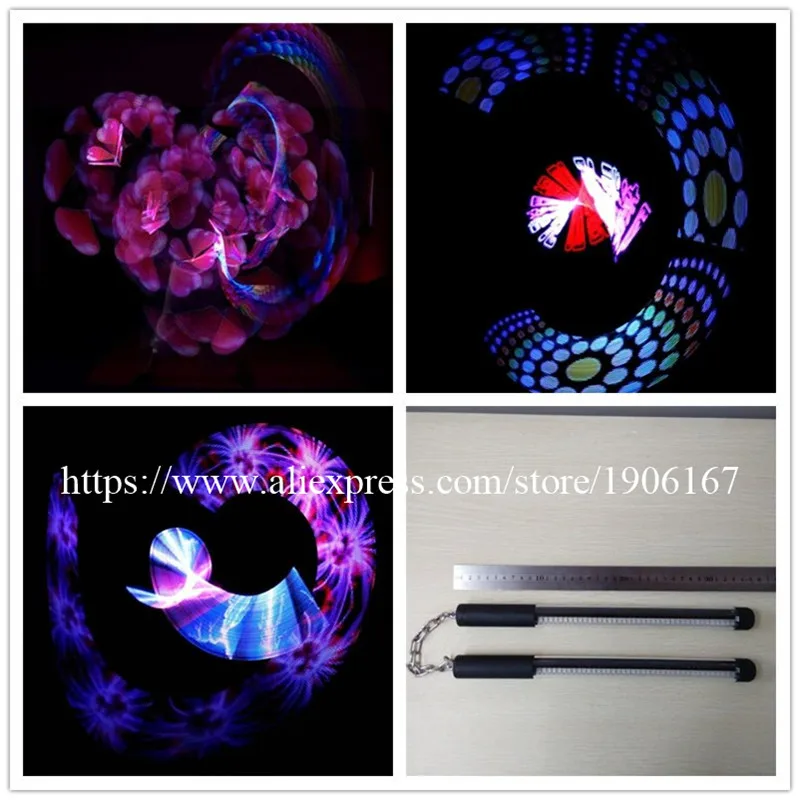 One pair 40 Pixels Poi Full-Color LED Stick Programmable Nunchuck Usb Graphic Poi Performances Show Wand DHL Free Shipping