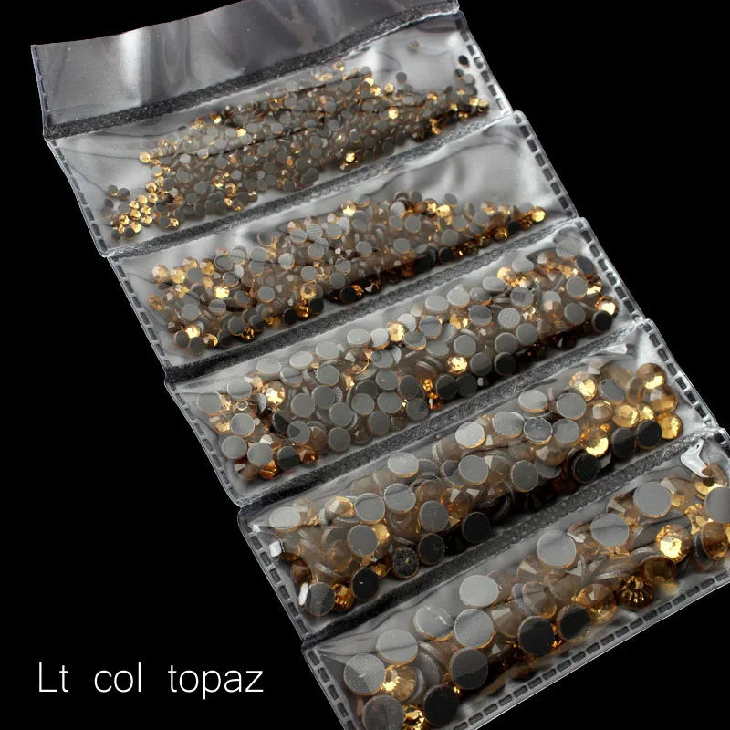 Lt col topaz Новая упаковка 1200 шт смешанные размеры Горячая фиксация Стразы Блестящий Кристалл SS6-SS30 для одежды DIY - Цвет: Lt col topaz