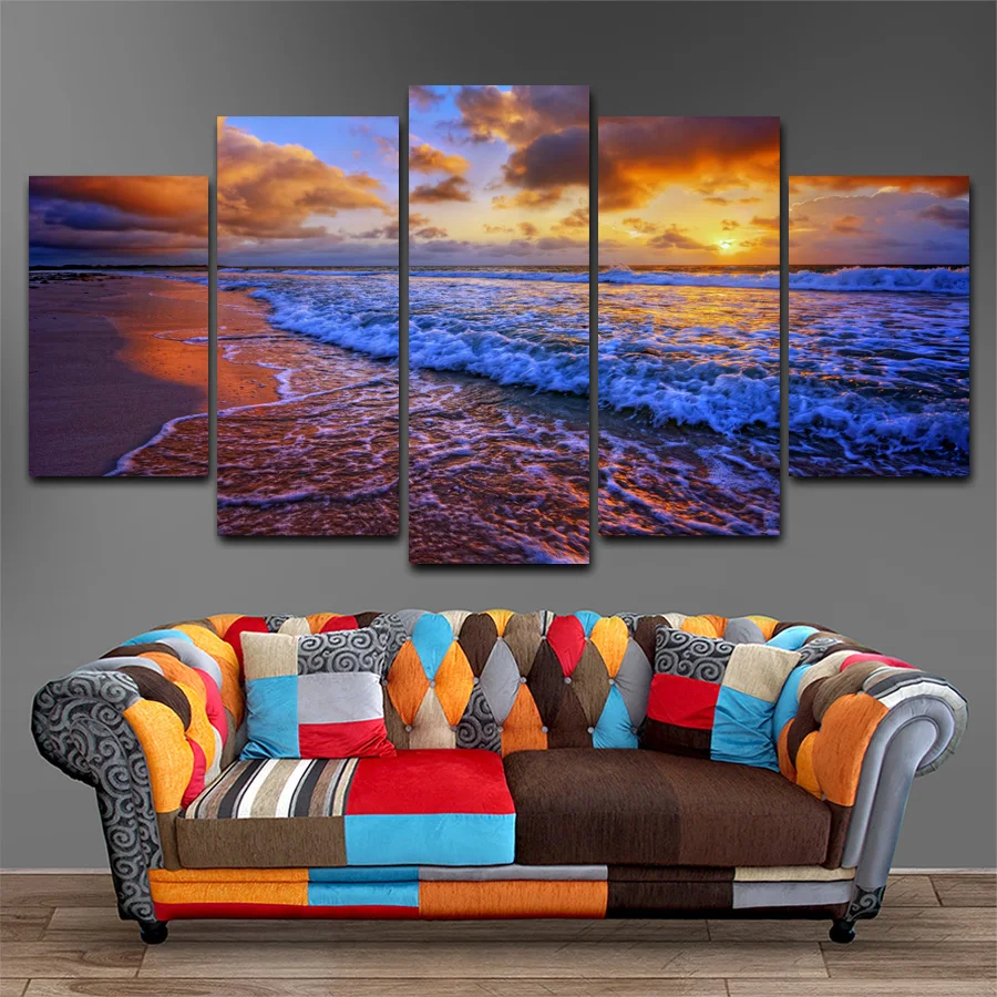 

Drop shipping 5 Panel Wall Art Pictures Canvas Painting abstract canvas poster painting decoration for living room LW015