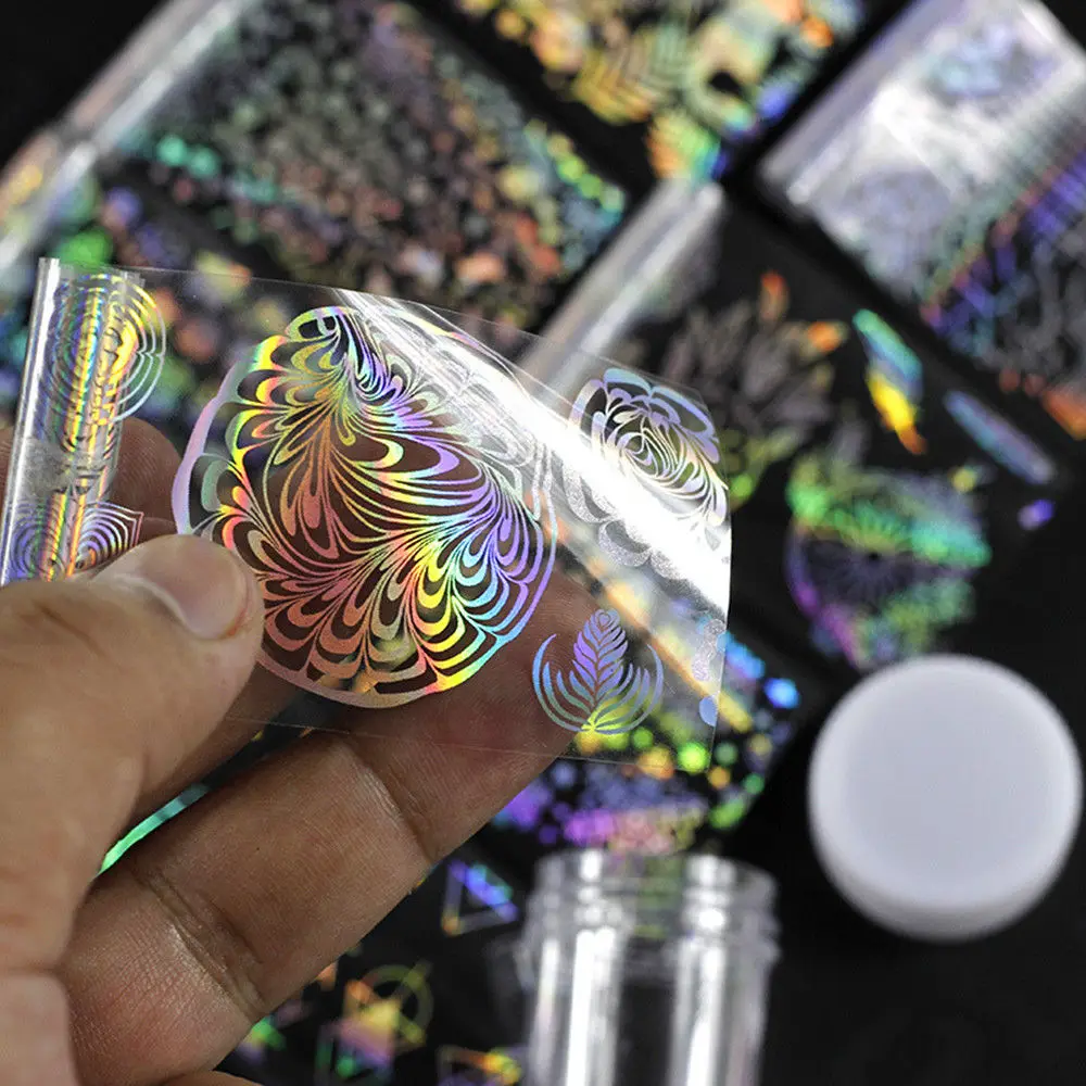 1 шт. Holo Mirage цветок сердца наклейка из фольги переводная Фольга для дизайна ногтей