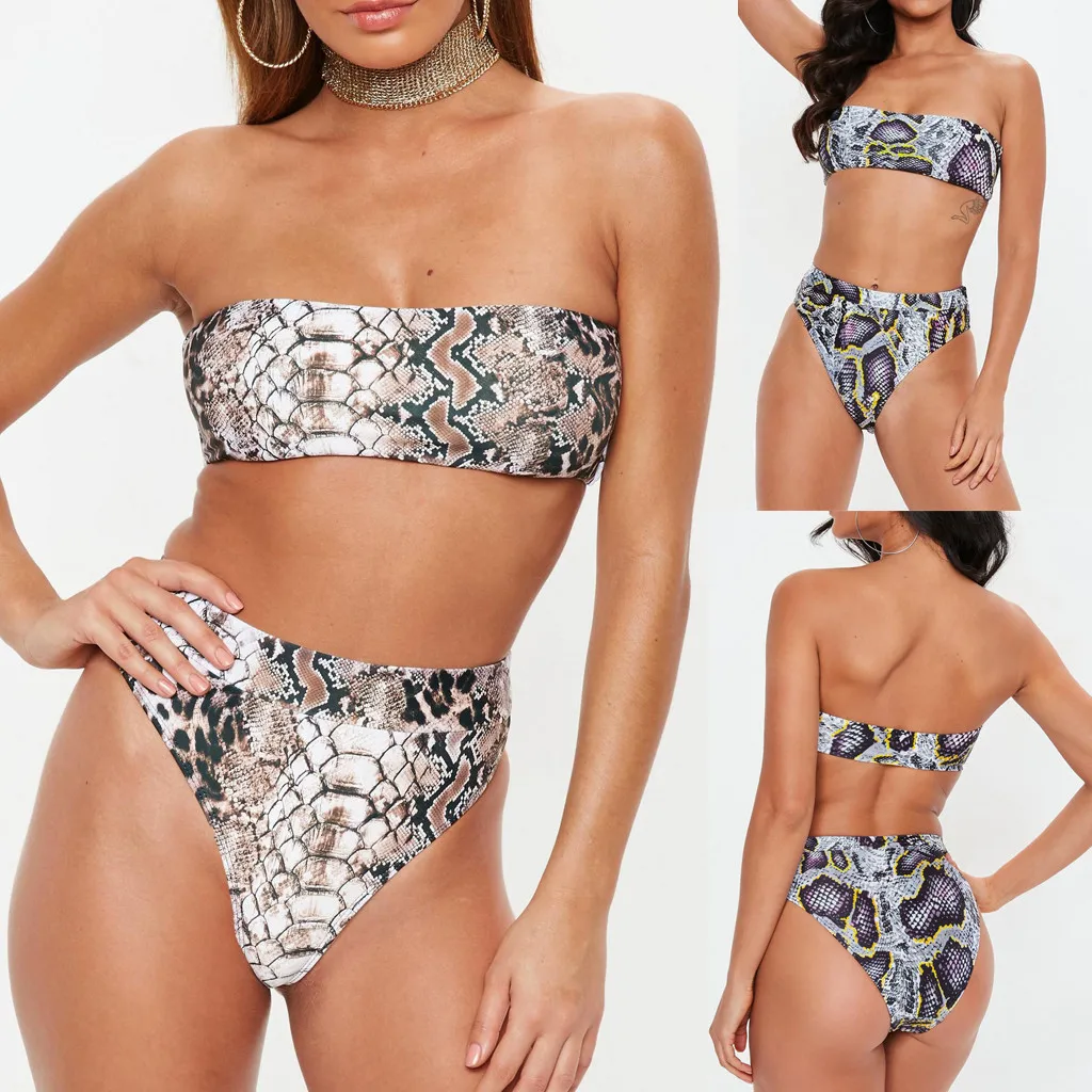 Пасхальный женский купальник 2019 накидка со змеиным принтом бикини с запахом на