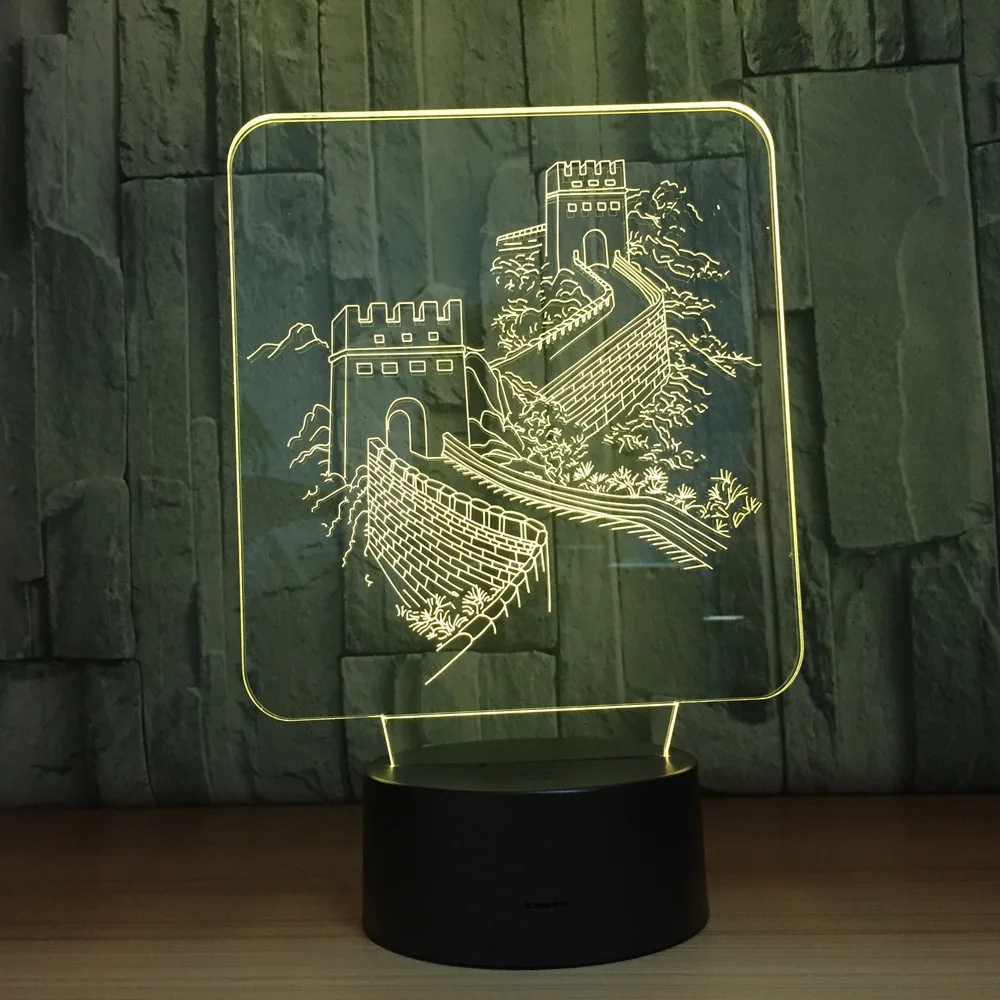 Китайский GreatWall 3D лампа цветной сенсорный светодиодный светильники Светодиодный украшения творческий продукт Декор подарок ночник Прямая