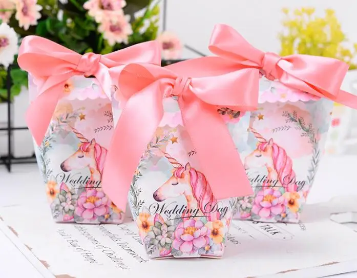 50 шт сумка с единорогом розовая лента sweet love на день рождения вечерние baby shower