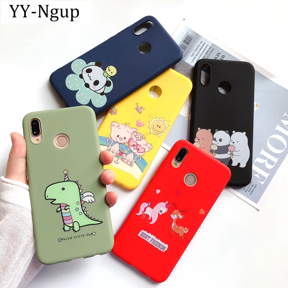 Y6 Y9 силикона, Не доставая его из чехла для huawei Y5 Y6 Y7 Prime чехол для телефона Kawaii панда покрытие с медведем для huawei Y5 Y6 Y7 Prime Y9 чехлы