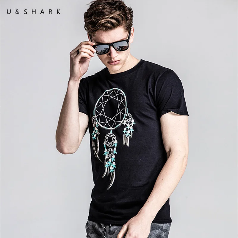 U & SHARK 2018 летняя футболка мужская брендовая одежда из 100% хлопка мужские модные