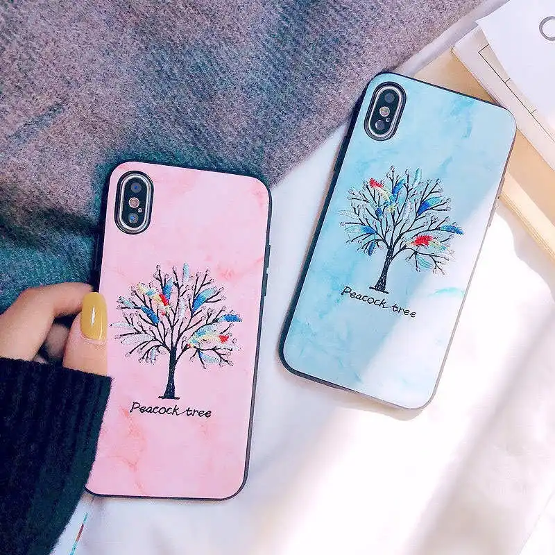 Phone Case For iPhone 6 6S 7 8 Plus Luxury Embroidery TPU Bumper XS Max XR X Retro Pattern Hard Back Cover | Мобильные телефоны и