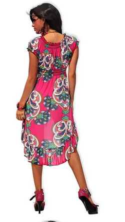 M XXL Plus Size 2014 New European Fashion Women Floral Print Bohemian Maxi Long Irregular Beach Dress Summer Casual 4189 | Женская