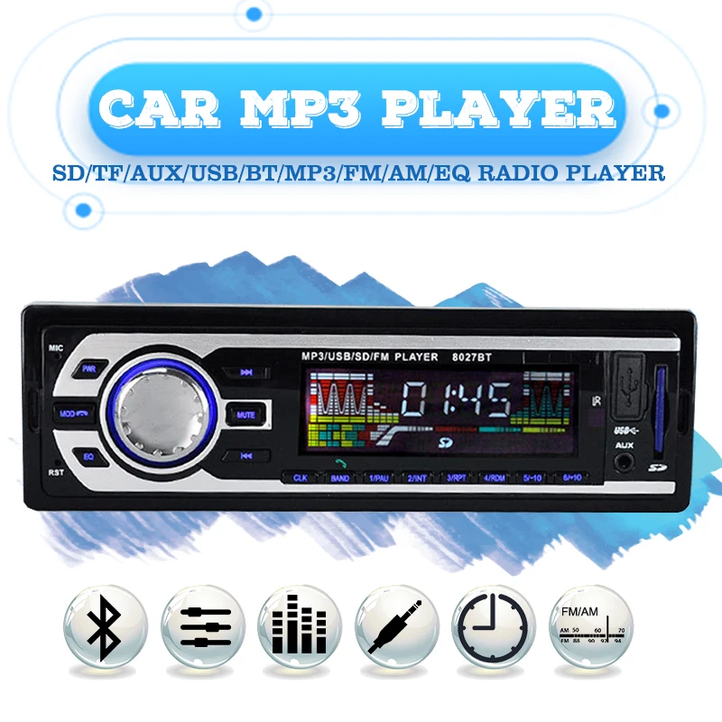 Авторадио Bluetooth AUX MP3 1 DIN плеер наборы стерео FM тюнер SD USB Автомобильное зарядное