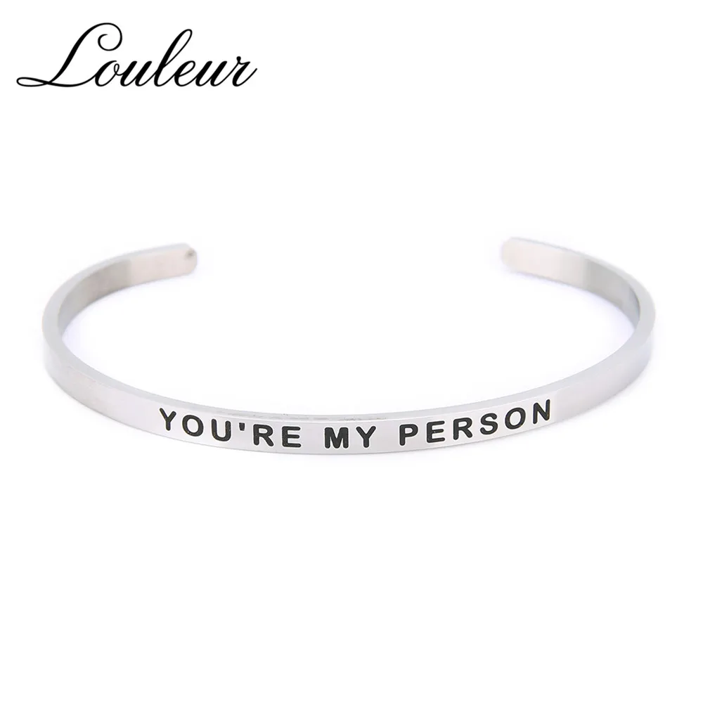 LOULEUR 4 мм ширина You're My Person браслет из нержавеющей стали с надписями снаружи