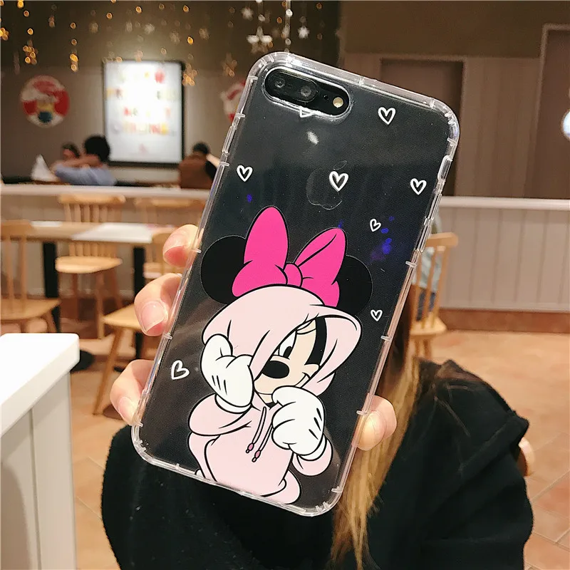 Противоударные чехлы для телефонов с Микки и Минни Маус для iPhone 11 Pro X XR XS MAX, мягкая прозрачная задняя крышка из ТПУ для iPhone 6 6s 7 8 Plus