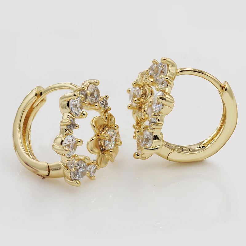 Женские серьги кольца MGFam 14 k с фианитами класса AAA +|hoop earrings|flower hoop earringsearrings earrings |