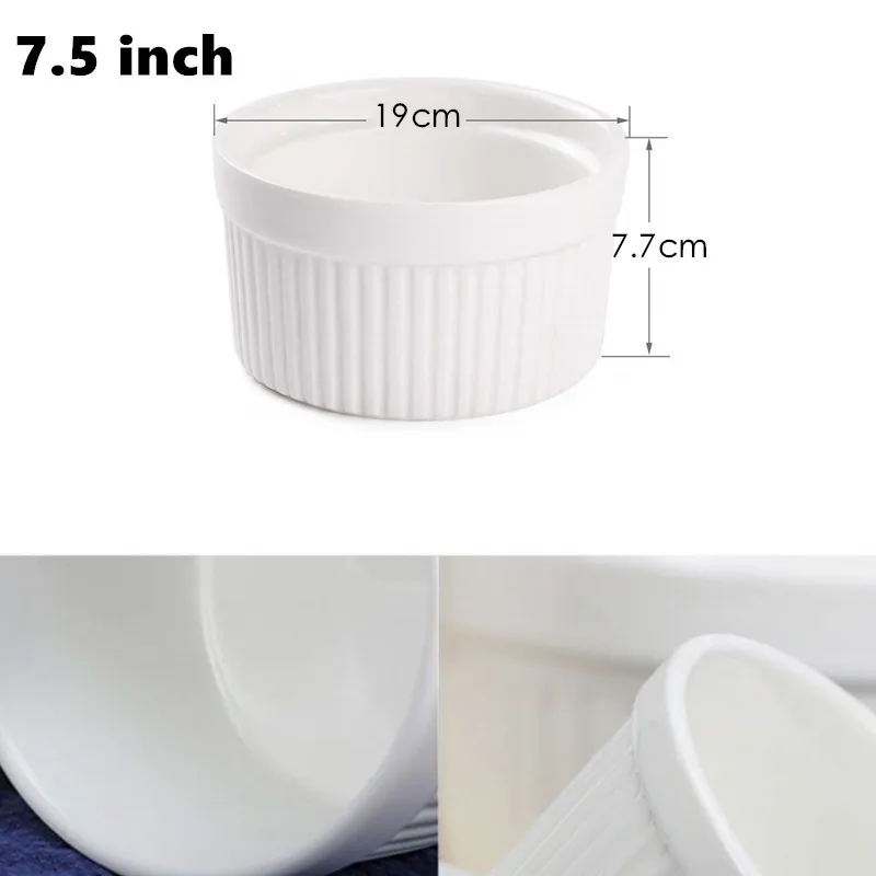 7.5 inch 19x7.7cm Porcelaine Ramekins, керамическая чашка для суфле, форма для пудинга, форма для выпечки маффинов, 6 шт. в упаковке - Цвет: 7.5 inch 19x7.7cm