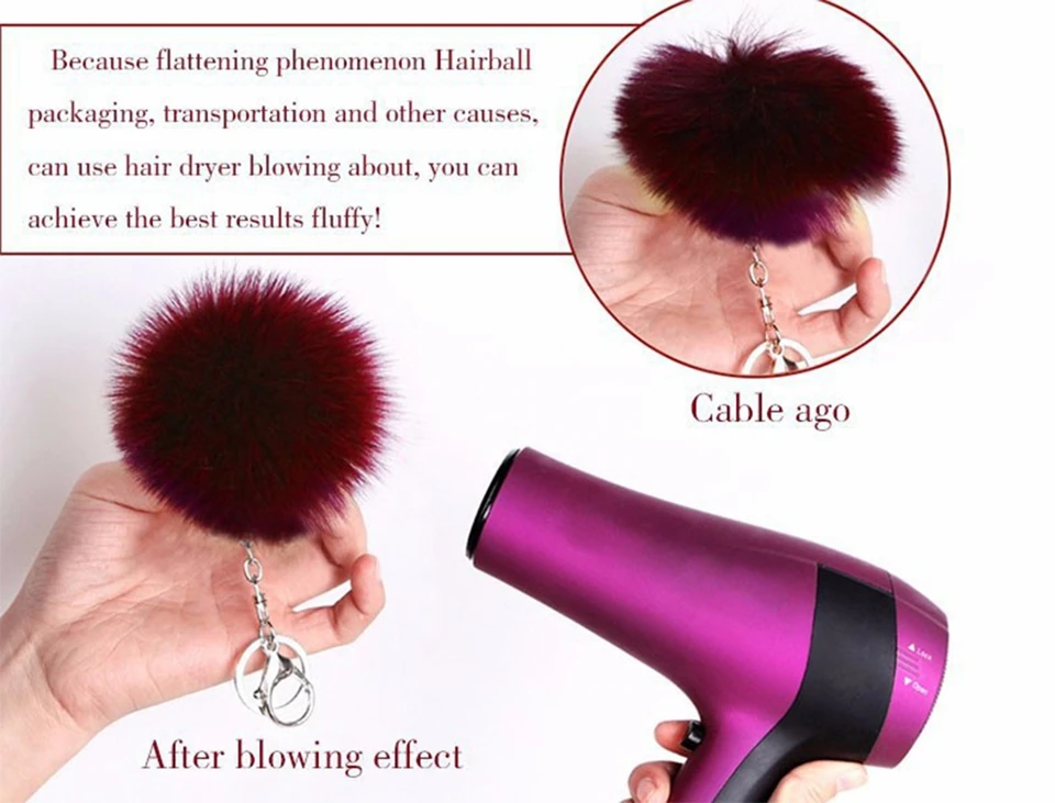 Корейский меховый брелок-помпон кролик мех мяч брелок для ключей porte clef pompom de fourrure сумка с помпонами Подвески вишня автомобильный брелок