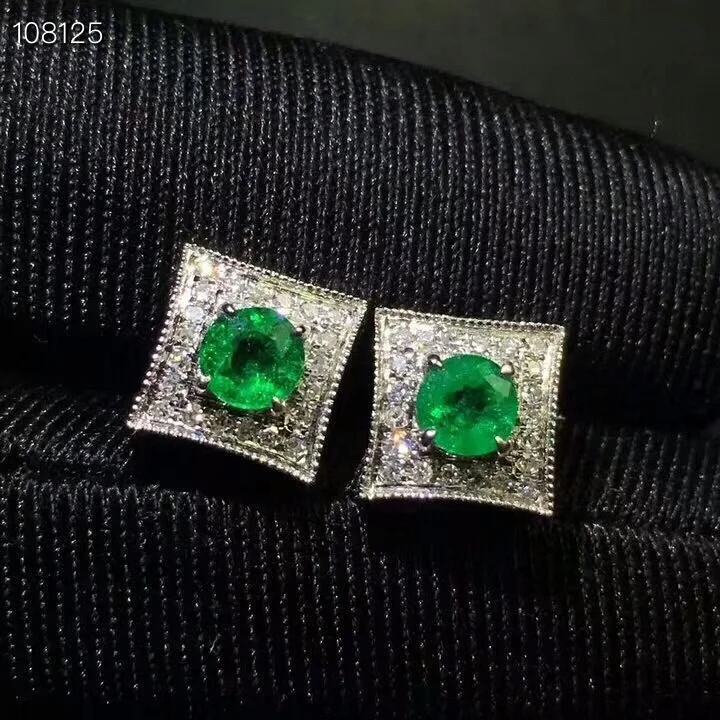 [MeiBaPJ] Натуральный Коламбия изумруд драгоценный камень квадратные серьги-гвоздики Настоящее серебро 925 прекрасный брелок ювелирные изделия для женщин