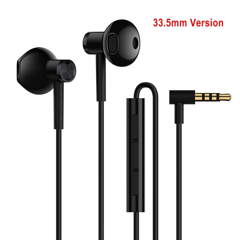3.5mm Version Black Оригинальные Xiaomi mi наушники гибридные DC Половина в уши гарнитура l-форма 3,5 мм/тип-c штекер MEMS mi crophone провод контроль двойной драйвер - Цвет: 3.5mm Version Black