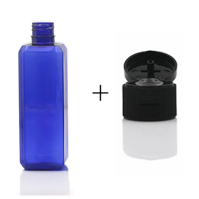 blue with black cap Sedorate 50 шт./партия 100 мл ПЭТ Косметический флакон крышка шампуня бутылка для многоразового использования Макияж Контейнер для смывки чехол JX043-2 - Цвет: blue with black cap