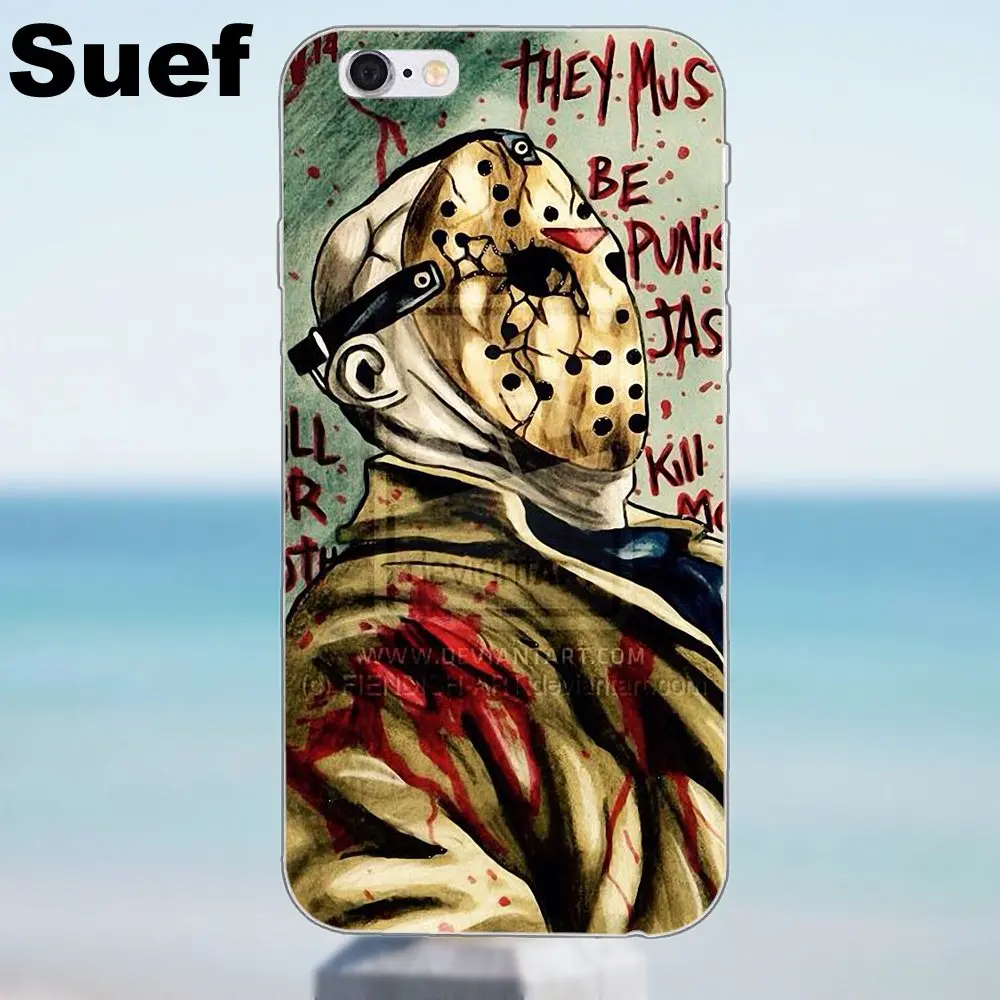 Мягкий хипстерский чехол Jason Vorhees Friday The 13th для iPhone 4 4S 5 5S 5C SE 6 6S 7 8 Plus X Galaxy J1 J3 J5 J7 A3 A5