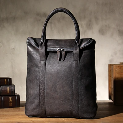 Dark gray Small Брендовый роскошный мужской портфель из натуральной кожи, сумка для ноутбука, дизайнерская ручная работа, бизнес стиль, классический портфель высшего качества - Цвет: Dark gray Small