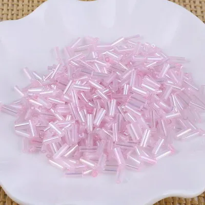AB Pink 400 шт прозрачные Стекло трубки Бусины 2*6 мм Серебряное ядро Чешский Стекло бусины Стеклярус вышивка ювелирных изделий DIY аксессуары для одежды - Цвет: AB Pink
