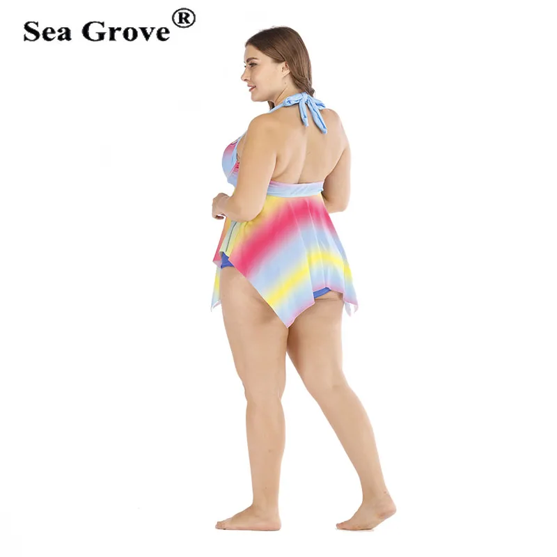 

Swimwear Women 2019 Sexy Gradient Plus Size Women Swimsuits Irregular design Two Piece Suits Beachwear Bathing suit Swim Dress