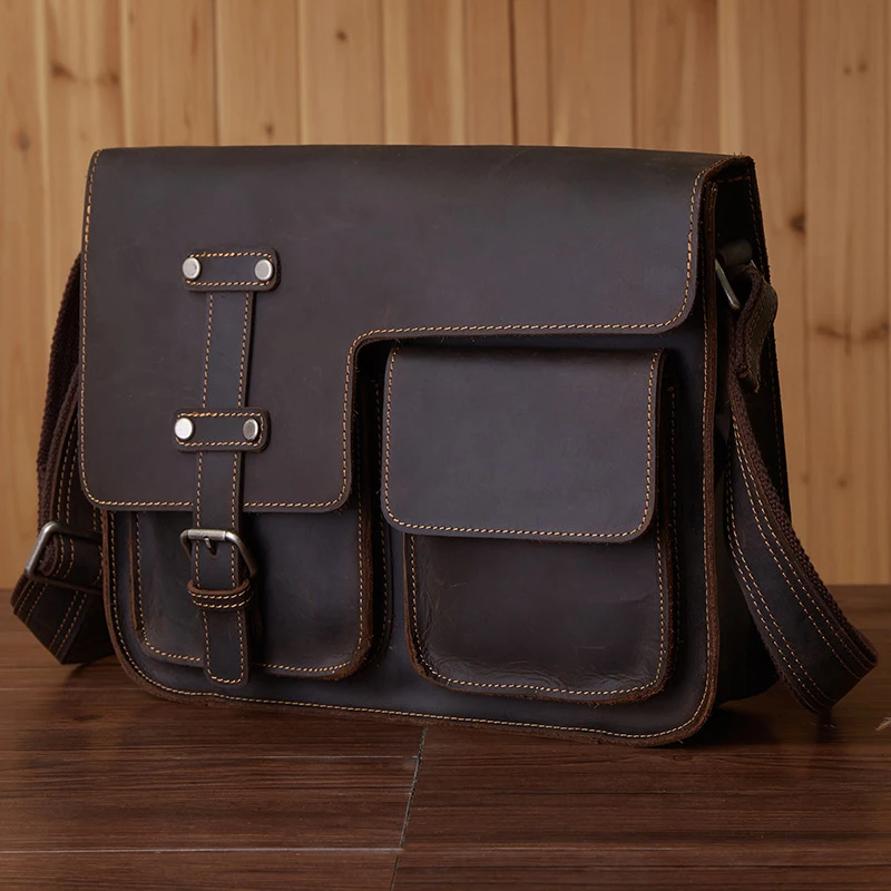 Сумка мессенджер мужская кожаная в стиле ретро 30 х25 см|leather bag|bag fbag fashion |