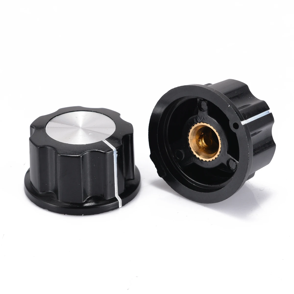 

10PCs High Quality New Top Rotary Control Turning Knob for Hole 6mm Dia. Shaft Potentiometer Plastic+Metal