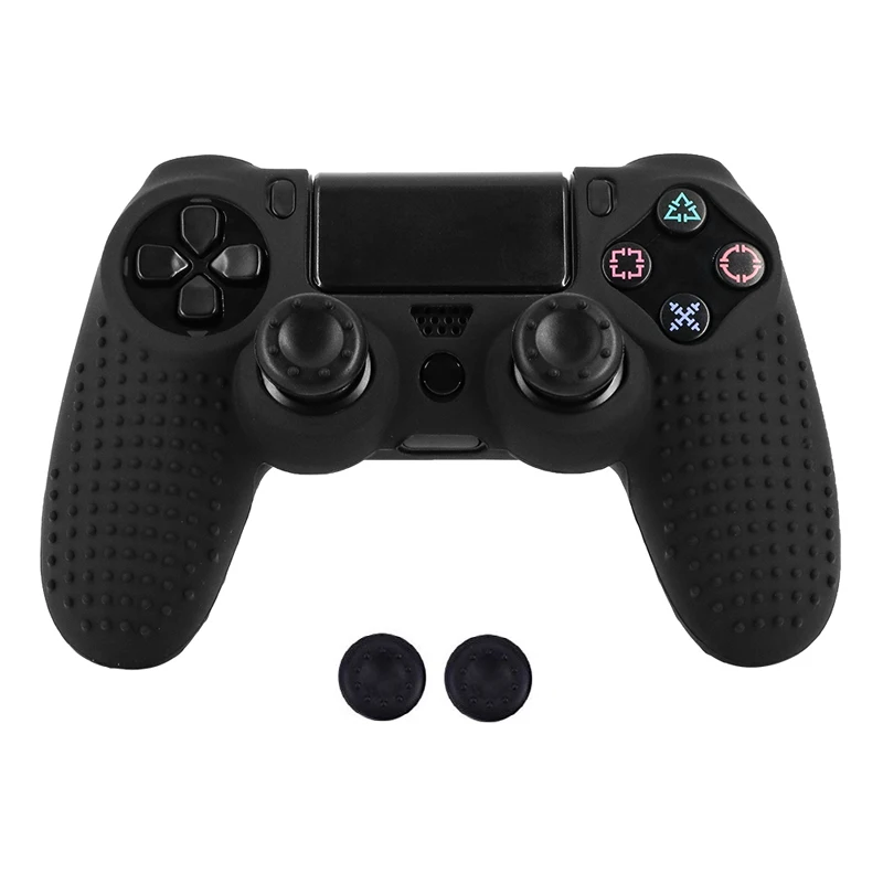Black Противоскользящий силиконовый резиновый чехол для sony playstation 4 PS4 Pro тонкий контроллер с 2 джойстиками - Цвет: Black