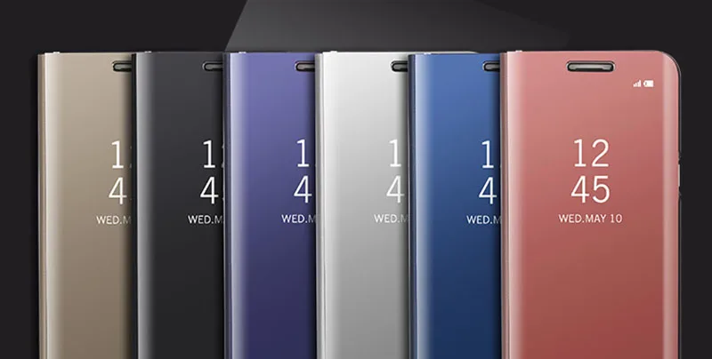 Роскошный кожаный умный зеркальный флип-чехол для телефона для samsung Galaxy S9 S8 Plus S7Edge S6Edge Note 8 J5 J7 чехол с прозрачным окошком