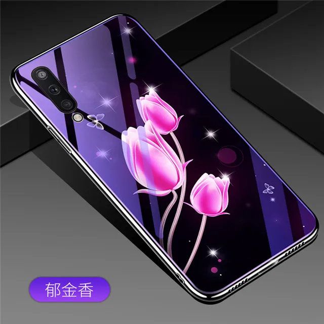 Tulip Красивый силиконовый чехол-рамка для samsung Galaxy A10 20 30 50 A70, новинка, закаленное стекло 7H - Цвет: Tulip
